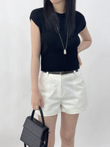 Shannon Cap Sleeveless Ribbed Short Sleeve Knit T-shirt