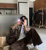リストレートオーバーフィットチェックシャツ