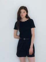 ウェーブクリンクルTシャツ- Black