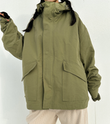 (UNISEX) ビッグフードクリンクルビッグポケットビッグフードフェルドジャンパー - 2 カラー