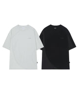 メッシュカットカバーステッチオーバーフィットTシャツ - スモークグレー