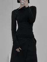 Open Button Slim Turtleneck