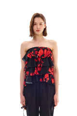 FLUTTER FRILL TOP SKIRT / RED
