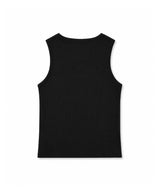 Ribbed incision henry neck sleeveless - black