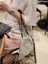 terazzo flat string pouch bag - white L