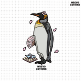 グラシアアニマルズミネラルパープルデニムウォッシュドヘビーウエイトTシャツ（King Penguin）