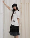 Blooming garden patchwork skirt / black