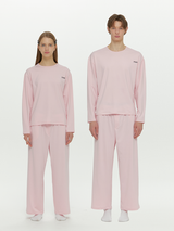 (Unisex) エッセンシャルストレッチフィットロングスリーブパジャマセット　ピンク