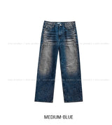 Innit Embo Dirty Wash Straight Denim Pants