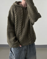 Lune Cable Half Zip-Up Hoodie Knit