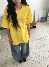Sayano Lettering Over Fit Color Short Sleeve Tee