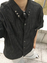 クロップド リベット デニム ショートスリーブ シャツ (2c)