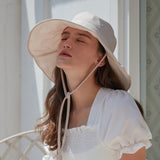 Nylon Strap Wide Bucket Hat (Beige)