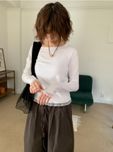 デュニーレースクロップモーダルTシャツ（3c）