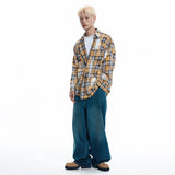 Washed Painted Check Shirt - YELLOW