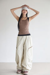 Unbalanced-line parasuit pants