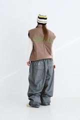LOGO HERRINGBONE SUPER WIDE VENTILATION PANTS CHARCOAL