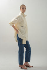 Drape Scarf Shirt_Beige