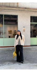 Beads Burton No Collar Round Fur Jacket