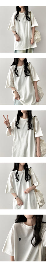 Cats embroidered short-sleeved T-shirt
