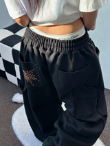SUNNY SIDE UP☀CARPENTER TWO PINTUCK PARACHUTE BALLOON SWEAT PANTS 🖤🤍🩶3COLOR