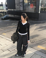 レイヤードボタンTシャツ