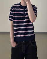 Diron Striped Henley Knit