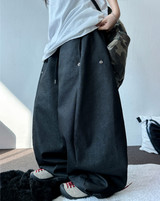 SNAP DENIM BALLOON LONG PANTS 💙🖤2COLOR