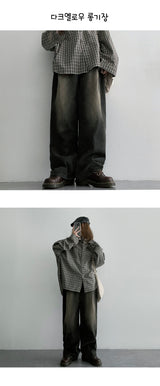 [2nd Length] [S-XL]ギダンワンタックウォッシュドワイドデニムパンツ (4 colors)