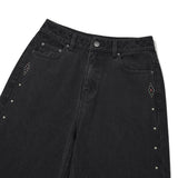 STRIPE WIDE FIT DENIM PANTS [CHARCOAL]