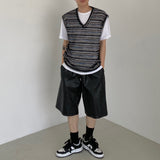 Net see-through dangara v neck knit vest 2C