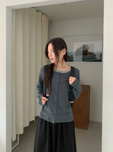26SS★ [BAONHAUS]ペルキーレイヤードリブカーディガン