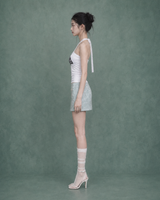  Lace Fan Halter Top #White(白)