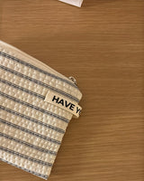 Plain stripe flat pouch - ecru , S size