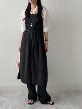 Dot Deep Slit Layered Bustier Long One Piece