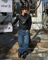 Round denim pants