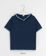 26SS★ [BAONHAUS] ラネンジカラー半袖フーディーTシャツ
