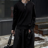 Riven Layered Henley-Neck Knit