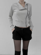 Gad High Neck Zipper Collar Diagonal Zip-Up