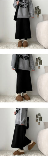 Blver wool back slit long skirt
