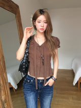 Walnut tie blouse