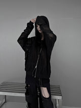 [unisex] パンチングレースフードジップアップ (3color)