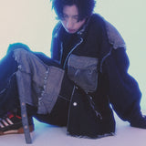 grunge roll-up denim pants_blue