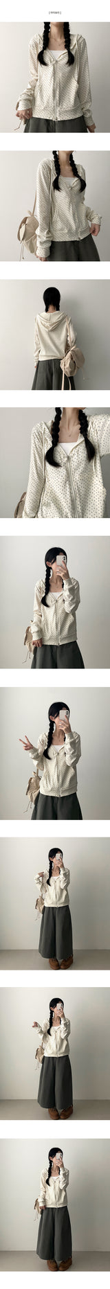 Wellie Vintage Flower Pattern 2Way フード付きジップアップ