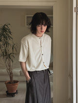 Berry boucle short sleeve cardigan