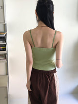 Keyless color combination lace ribbed bustier tank top
