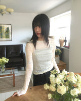 Dotten Pleats Shirring Sheer T-Shirt
