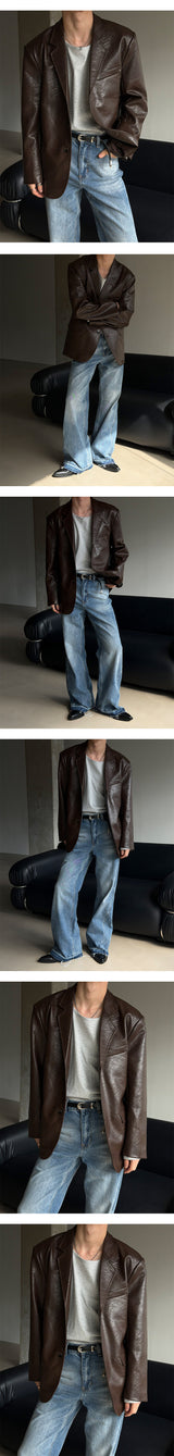 [F/W] Crack overfit leather blazer(2color)