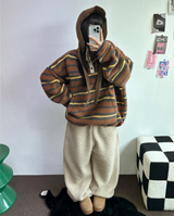 クリームテディシープファーロングパンツ🧸🤎🐑🖤3COLOR