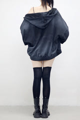 (Unisex) ウィンドエンブロイダリーダーティーフーディドジップアップ